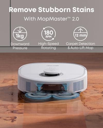 eufy X10 Pro Omni Robot Vacuum and Mop Combo, Incredible Suction, Dual Mops with 12 mm Auto-Lift and Carpet Detection, AI Obstacle Avoidance, Auto Mop Washing&Drying, Self-Emptying, White