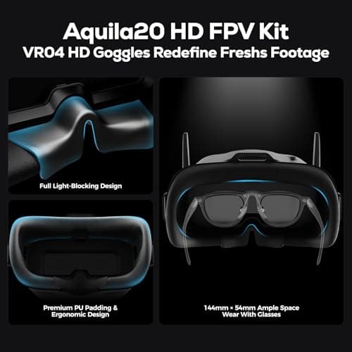 BETAFPV Aquila20 HD FPV Kit with Aquila20 HD Whoop LiteRadio 4 SE Radio Transmitter VR04 HD Goggles Built-in HD Digital VTX P1, Supported 3 Modes 2S Power System FPV Drone Advanced RTF Indoor Outdoor
