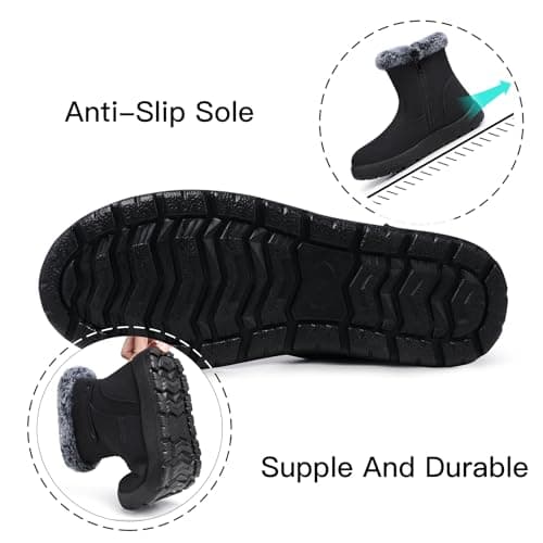 SHIBEVER Women's Snow Boots Winter Fur Lined Waterproof Anti-Slip Booties Women Ankle Snow Boots