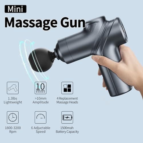 Small Portable Handheld Massager Gun, Back and Neck Massager for Pain Relief, 6 Speed & 4 Heads, Birthday Gifts for Men Dad LEERCON Massage Gun Deep Tissue Mini Muscle Massager for Pain Relief, Blue B0D1NZGMXS