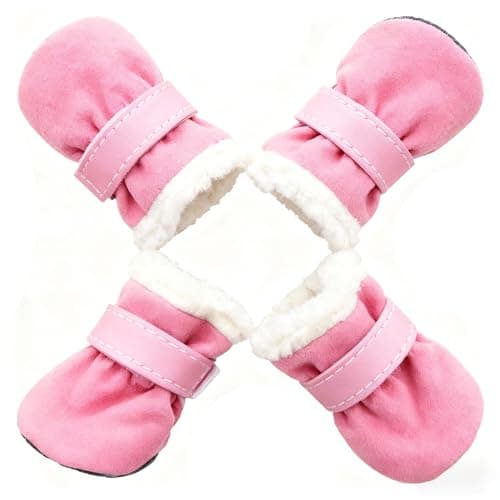 Small Dog Shoes for Winter, Snow Booties for Puppy, Outdoor Warm Dog Booties for Cold Weather (Black, Small)