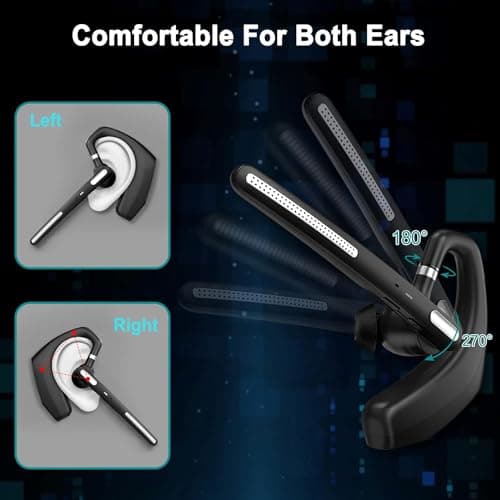 Kelazola Bluetooth Headset V5.1,Wireless Bluetooth Earpiece with CVC8.0 Dual Mic Noise Cancelling,500mAh Battery for 110H Work Time,Handsfree Earphones for Cell Phones/PC for Business Office/Driving