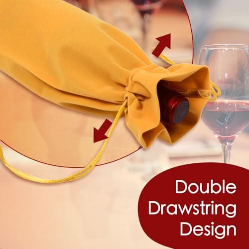 BOOPANREE 4 Pcs velvet wine bags, Wine Champagne Gift Bag With Drawstring,red Wine Drawstring Bottle Bags cloth for housewarming/party/birthday/wedding/bottle decoration bag (Wines Red)