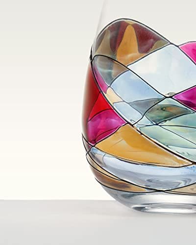Sagrada Barcelona Stemless Wine Glasses – Hand‑Painted Set of 1 Unique Wine Gift for Wedding, Anniversary, Housewarming & Christmas Ideal for Women & Men