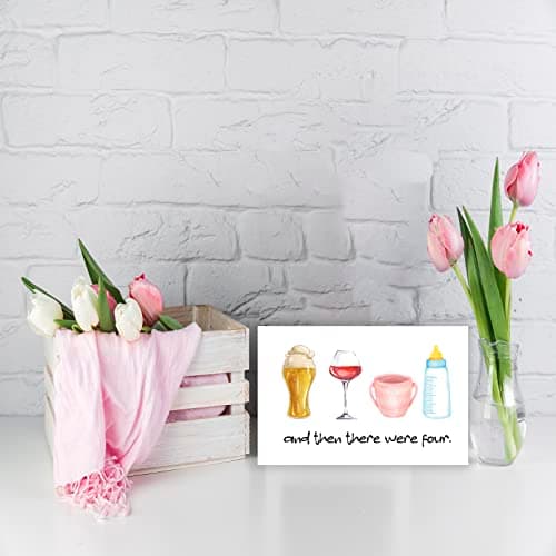 VvOoOvV Funny s for Boys Girls, Cute New Baby Card for New Mom Dad, Cute Baby Birthday Card for Friend, And Then There Were Four Card