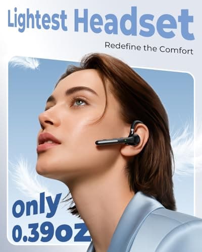 Ngsod Bluetooth Headset V5.4, Bluetooth Earpiece with 500mAh Charging Case, 50H Talk Time Wireless Headset with Mic for Computer Cell Phones, Hands Free Noise Canceling Headphones for Work Trucker