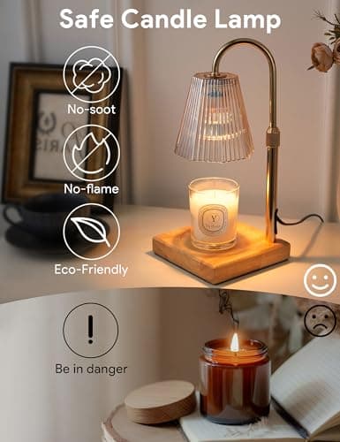 Candle Warmer Lamp with Timer, Dimmable Candle Warmer for Home Decor, Birthday Gifts for Women, Adjustable Height Wax Melts Warmer with 2 Bulbs