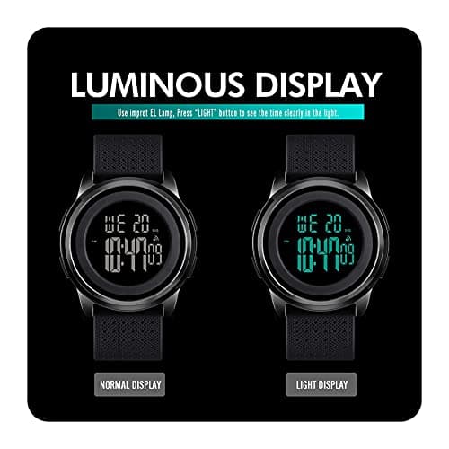 YUINK Mens Watch Ultra-Thin Digital Sports Watch Waterproof Stainless Steel Fashion Wrist Watch for Men Women