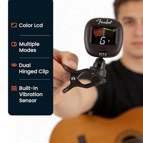 Fender FCT-2 Professional Multi-Instrument Clip-On Tuner for Guitar, Bass, Ukulele, and Violin