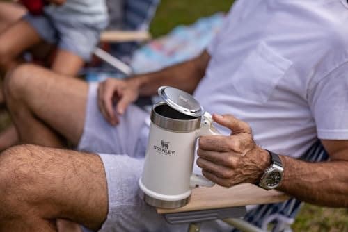 STANLEY Classic Bottle Opener Beer Stein 24 oz | Flip Up Lid and Heavy Duty Handle with Built In Bottle Opener | Insulated Stainless Steel Beer Mug | BPA-Free
