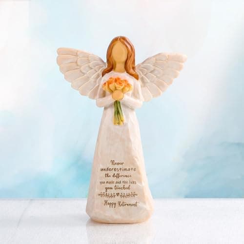Retirement Gifts for Women, Happy Retirement Party Decorations, Retired Gifts for Teachers Coworkers Nurses Friends Sisters Retirement Gift for Woman, 5.5” Resin Angel Figurine - Retirement Gifts B0DF368QNW