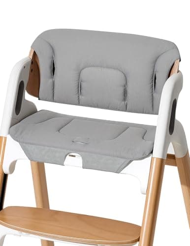 Momcozy High Chair Cushion & Backrest Set - Ergonomic Support for Dinerpal Chairs, Machine Washable Gray Seat Pad with Non-Slip Design
