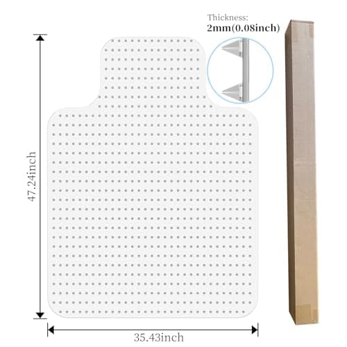 Tonaus Office Chair Mat for Carpet, 48"×36" Desk Chair Mat T-Shape Carpet Protector Mat for Office Chair, Transparent 2.2mm Thick T-Shape Floor Protection with Non-Slip Studded