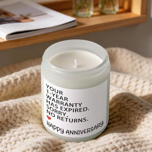 1 Year Anniversary Couple Gifts for Boyfriend Girlfriend, Happy One Year Wedding Anniversary Funny Gifts for Men Women Husband Wife, Romantic First 1st Year Marriage Gift for Her Him Scented Candle B0GT8YSWNK