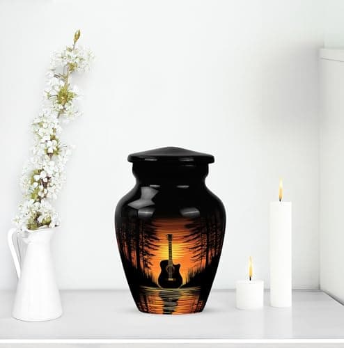 Guitar Urns for Human Ashes - Music Lover Cremation Keepsake Urns for Human Ashes Male & Female - Musical Instrument Burial Urn for Women & Men - Memorial Gift for Father - Small - 3 Inch B0H75NTJX2