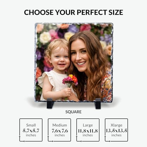 Customized Photo on Natural Slate Stone — an Anniversary or Birthday Keepsake Gift for Women, Mom, Wife, Her, Dad or Family. ArtPix Personalized Slate Picture Frame - Custom Photo Gift Anniversary B0DNKR7K1S