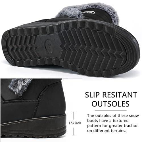 HARENCE Womens Winter Boots Comfort Snow Warm Fur Lined Outdoor Waterproof
