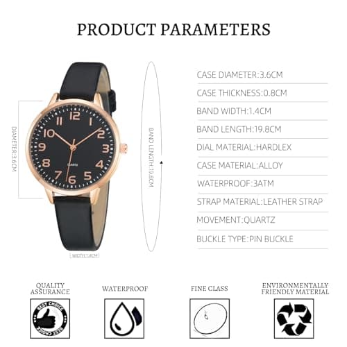 TWOPTION Women's Dainty Analog Leather Dress Watch for Small Wrists, Ladies Waterproof Watches for Women, Reloj para Mujer