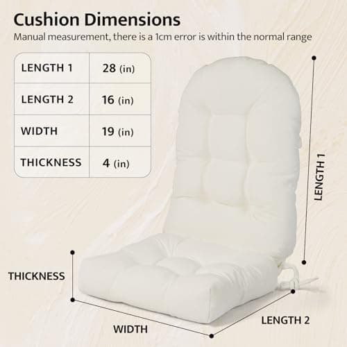 mudilun Adirondack Chair Cushions Non-Slip Indoor Rocking Chair Cushion with Straps Tufted Adirondack Chair Pads for Bedroom Living Room Porch Rocker