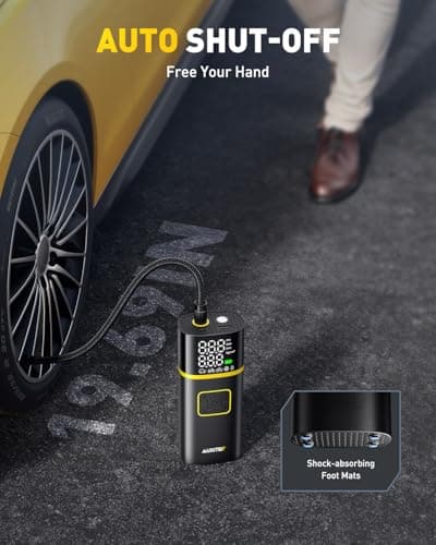 40L/min Tire Inflator for Car Tires, Bikes and Motorcycles, Auto Shut-off, Digital Display Pressure Gauge, LED Light AUXITO 150PSI Tire Inflator Portable Air Compressor, 5X Faster Air Pump B0DMNMCGMY
