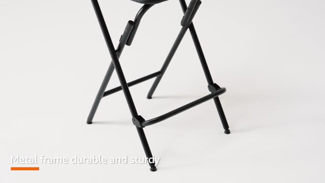 Amazon Basics Folding Bar Stool with Footrest, Portable, Sturdy, Space-Saving Storage, 300lb Capacity, 24" Height, Black, Set of 2