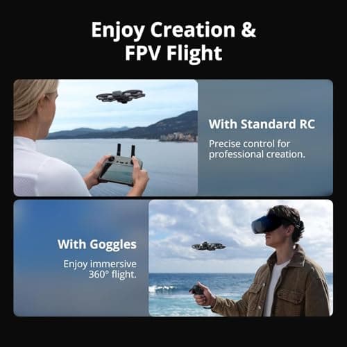 DJI Avata 360 Fly More Combo (RC 2), 360° Drone With 1-Inch 8K 360° Imaging for FPV & Aerial Filming, 360° Camera Drone With Propeller Guard. Includes RC 2 for Precise Control and Three Batteries, 1 year NYC Care Plan and more