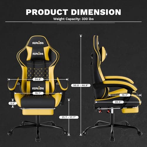 Ergonomic Video Gamer Chairs Gaming Computer Chair Gamer Chairs for Adults Massage Lumbar Support Swivel Height Adjustable Headrest Backrest
