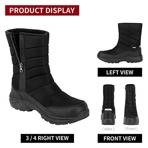 SILENTCARE Mens Winter Mid-Calf Snow Boot Fur Warm Waterproof Slip On Outdoor Athletic