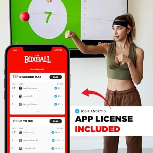 Boxbollen® Boxing Reflex Ball - Celebrity-Endorsed Home Workout Game - App-Connected Punch Counter - Hand Eye Coordination Training Ball - Christmas Gift for Boxers, All Ages - Stocking Stuffer