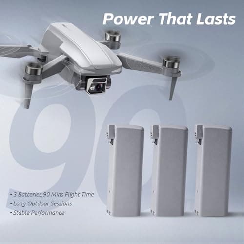 GPS Drone with EIS 4K Camera, RC Drones with 4.5 inch HD Screen on Controller, Auto Return, 3 Batteries for 90 min Flight Time, 3280 FT Long Control Range Transmission, Circle Fly and Follow Me Mode, Foldable Quadcopter for Beginner, Under 249g