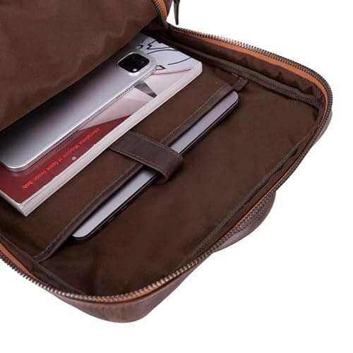 TORONATA Osceola Genuine Leather Laptop Backpack for Men & Women, Handmade Leather Backpack Fits 16 Inch Laptop (Dark Brown)