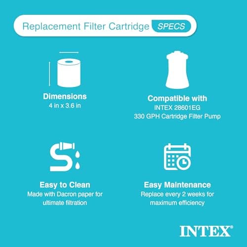 Intex Swimming Pool Easy Set Filter Cartridge Replacement - Type H (4 Pack)