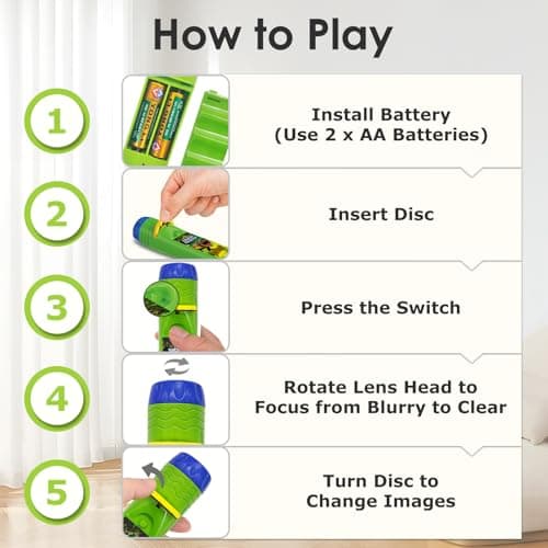 Pup Go Dinosaur Toys for Kids 3-7, Dinosaur Flashlight Focusable Projector Light with 24 Realistic Dino Images, Kids Night Light, Best Gift Cool Dinosaurs Toys for 3 4 5 6 7 Year Old Boys Girls