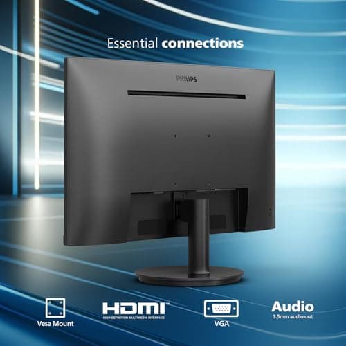Philips New 24 inch Frameless Full HD (1920 x 1080) 100Hz Monitor, VESA, HDMI x1, VGA Port x1, Eye Care, 4 Year Advance Replacement Warranty, 241V8LB, Black