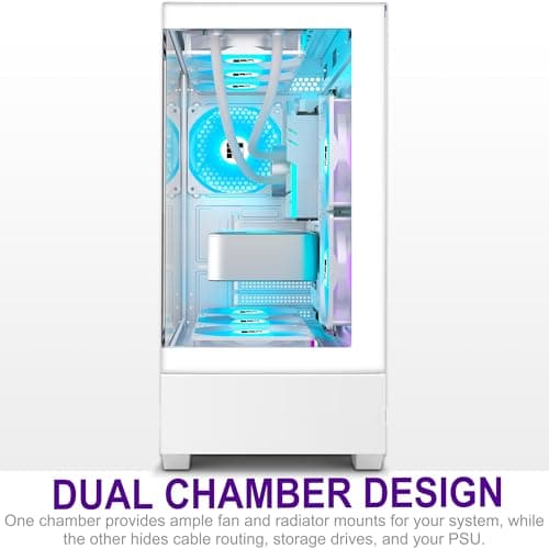 FOIFKIN F1 PC Case - Pre-Installed 6 PWM ARGB Fan, ATX Mid-Tower Gaming PC Case, Type-C,360mm Radiator Support, FOIFKIN (White, F1)