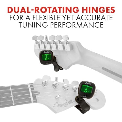 Fender FT-1 Professional Guitar Tuner Clip On, with 1-Year Warranty, Full-Range Chromatic Guitar Tuner with Dual-Rotating Hinges, A4 Calibration