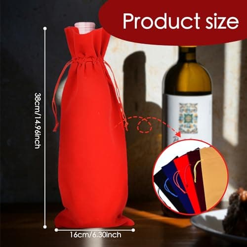 BOOPANREE 4 Pcs velvet wine bags, Wine Champagne Gift Bag With Drawstring,red Wine Drawstring Bottle Bags cloth for housewarming/party/birthday/wedding/bottle decoration bag (Wines Red)