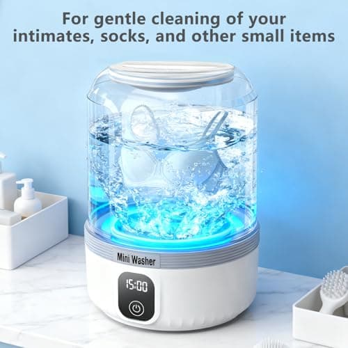 Underwear Washing Machine,Upgrade Mini Washer Deeply Cleans Small Laundry Items, Socks, Underwear, Baby Clothes,Portable Washing Machine is Suitable for, Apartments, Hotels, Travel, And Camping White