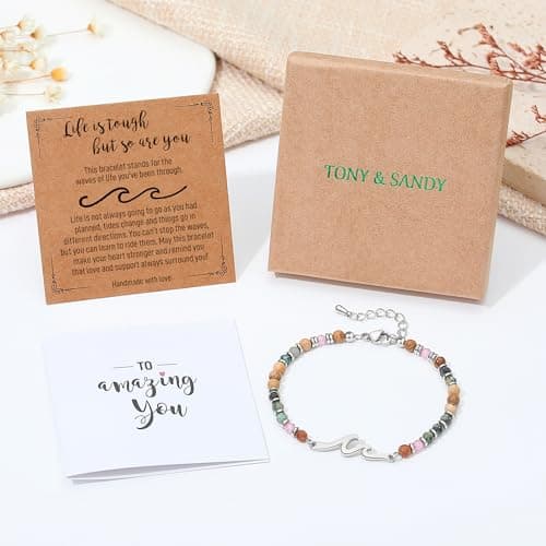 TONY & SANDY Friend Gifts for Women, Unique Birthday Gifts for Women, Sister Gift from Sister, Wave Bracelet, Christmas Stocking Stuffers for Woman Female, Bestie Friendship Bracelets B0FLY2BQWX