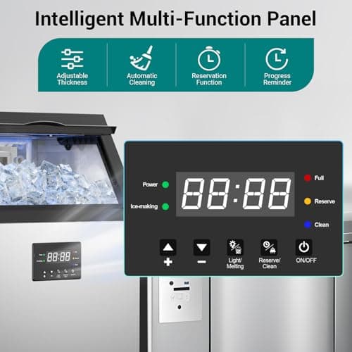ETL Approval Commercial Ice Maker Machine 150 Lbs/24H Stainless Steel, with 50Lbs Bin, Under Counter or Freestanding Ice Maker, 55 Ice Cubes in 8-15 Minutes for Home & Commercial