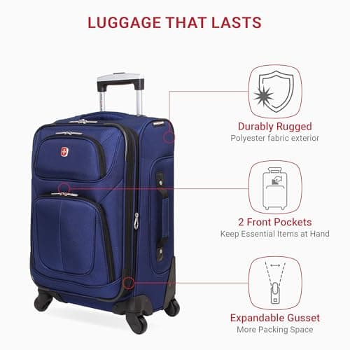 SwissGear Sion Softside Expandable Luggage, Blue, 2-Piece Set (21/29)