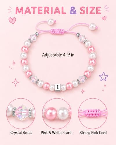 Adjustable 4-9 in Bracelet with Number Charm, Happy Birthday Gifts for Daughter Granddaughter Niece Little Girls Birthday Gifts for Kids, 1 2 Year Old Girl Birthday Bracelet B0H8SMJMX5
