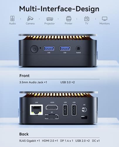 KAMRUI Essenx E1 Mini PC, N95 Processor (up to 3.4GHz), 12GB LPDDR5 RAM 256GB M.2 SSD, Mini Desktop Computer Support Dual 4K, WiFi, Ethernet for Business, Office, Home