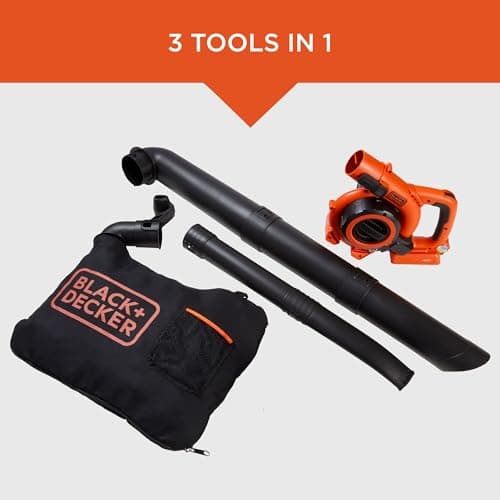 BLACK+DECKER Leaf Blower Cordless Leaf Vacuum and Mulcher Combo Kit, Battery and Charger Included, 40V 120 mph Air Speed, 6-Speed Dial, Built-in Scraper with Collection Bag (LSWV36)