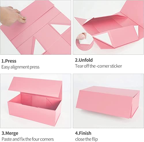 Pink Gift Box 10" x 6" x 3" with Magnetic Closure Lid Gift Boxe for Presents,Bridesmaid Gifts Boxes,Cute Box,Birthday Gift box,Luxury for Gift Packaging, Magnetic Gift Boxe for Wrapping Gifts (Pink)