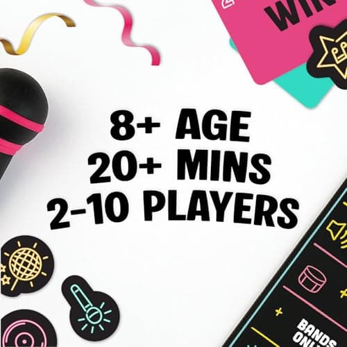 Lucky Egg Official Grab The Mic – Family Karaoke Board Game w/Foam Mic, 8+ Ages, 2-10 Players - Games for Bad Singers w/ 230 Lyrics (115 Cards)