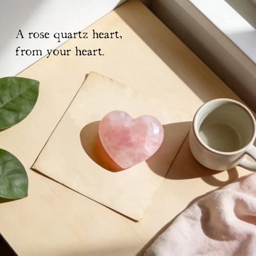 Gift for Girlfriend – My Rock Rose Quartz Heart Pocket Hug, Natural Crystal Love Stone Keepsake with Message Card & Gift Box, Love Gift from Boyfriend B0GG9PQF8Y