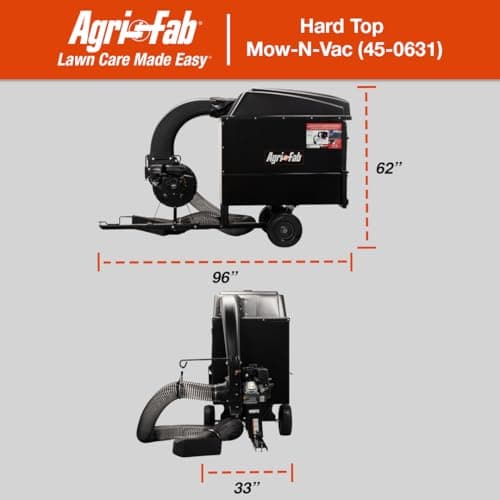 Agri-Fab 45-0631 Large Capacity 32 CU FT Hard Top Mow- N-Vac, Tow Behind Lawn Vacuum, Leaf Vacuum, Gas Powered, Easy Foot Pedal Dumping