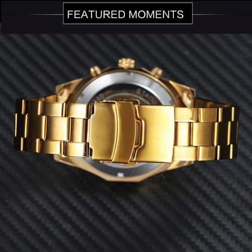 FANMIS Classic Mens Skeleton Automatic Mechanical Watches Luxury Carving Flower Craft Watch with Stainless Steel Waterproof Bracelet Wrist Watch