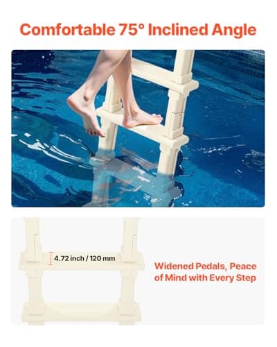 VEVOR Swimming Pool Ladder, 75°Inclined 5-Step Double Handrails Stair, Non-Slip Heavy Duty Steps, Load Capacity 300 lb, for 48-54 in Inground & Above-Ground Pools of Any Deck Surface Indoor & Outdoor